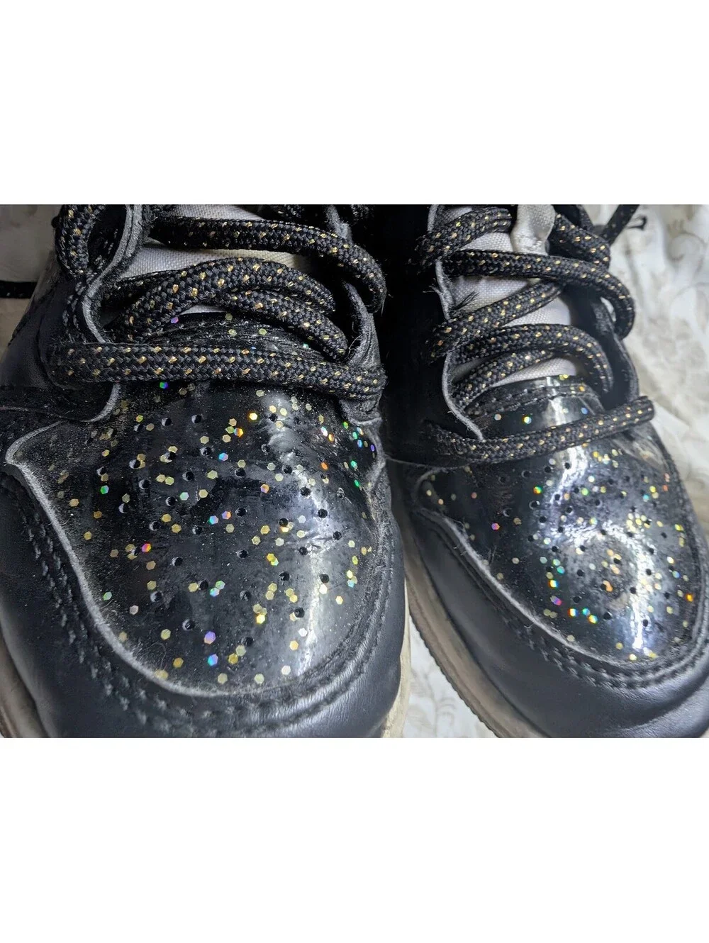 Nike Air Jordan 1 Low Black Glitter Sneakers Size 11C